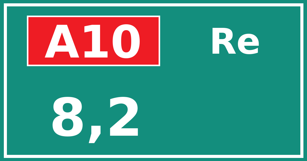 Hectometerbord A10 8,2 zijde Re