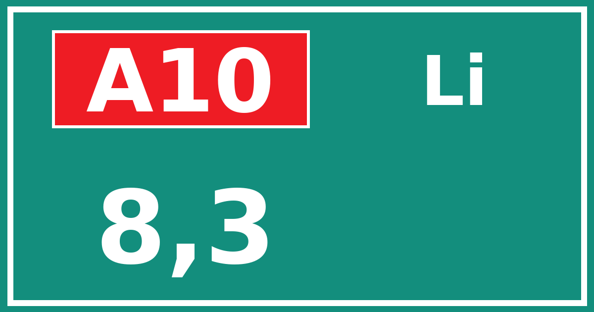 Hectometerbord A10 8,3 zijde Li