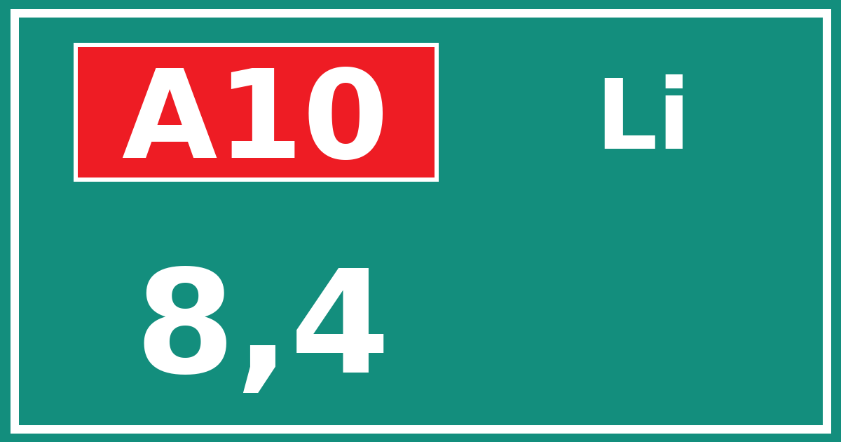 Hectometerbord A10 8,4 zijde Li