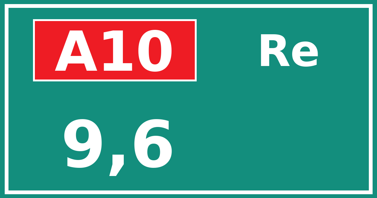 Hectometerbord A10 9,6 zijde Re