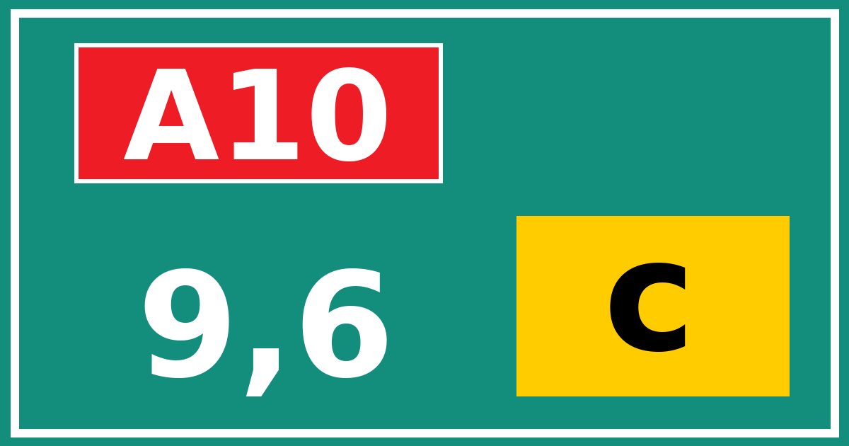 Hectometerbord A10 9,6 letter c