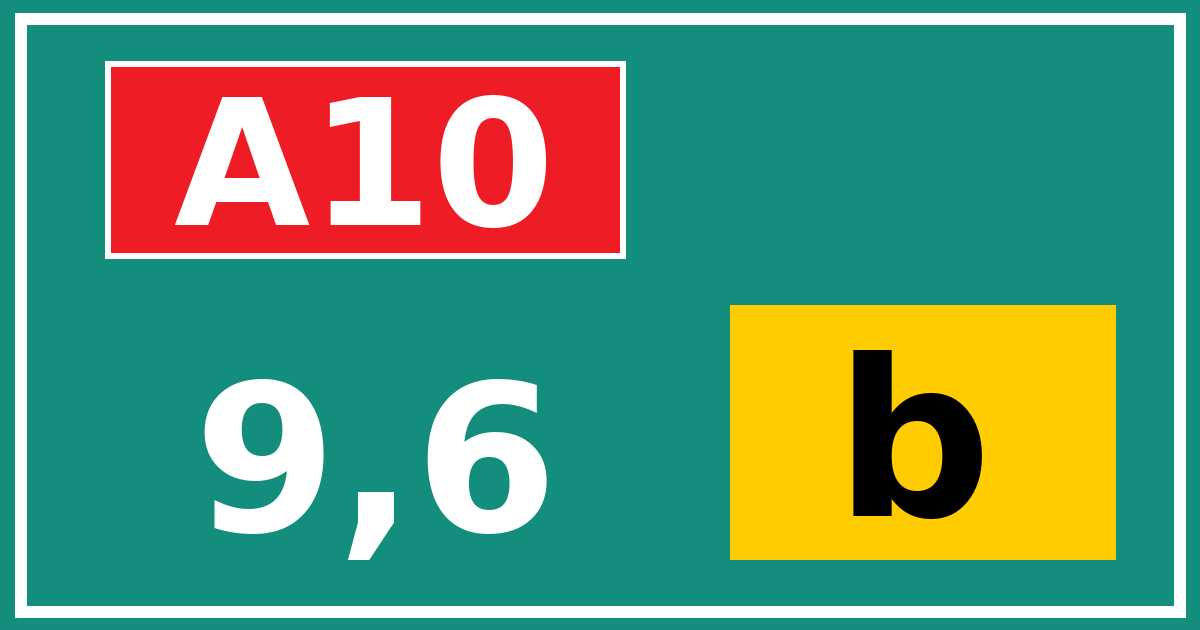 Hectometerbord A10 9,6 letter b