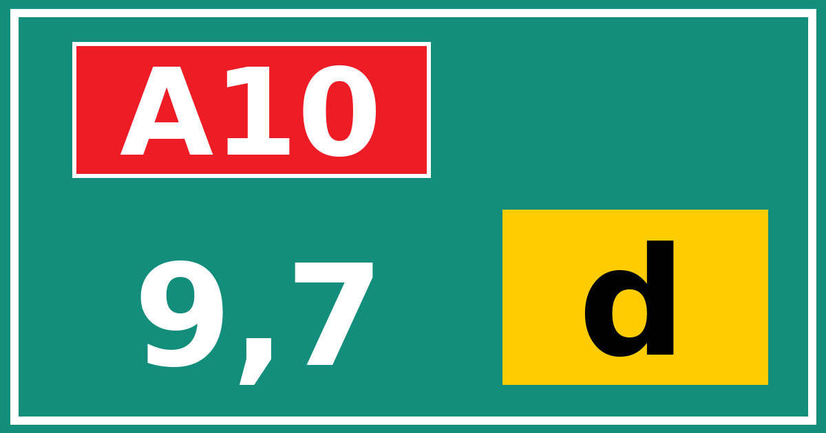 Hectometerbord A10 9,7 letter d
