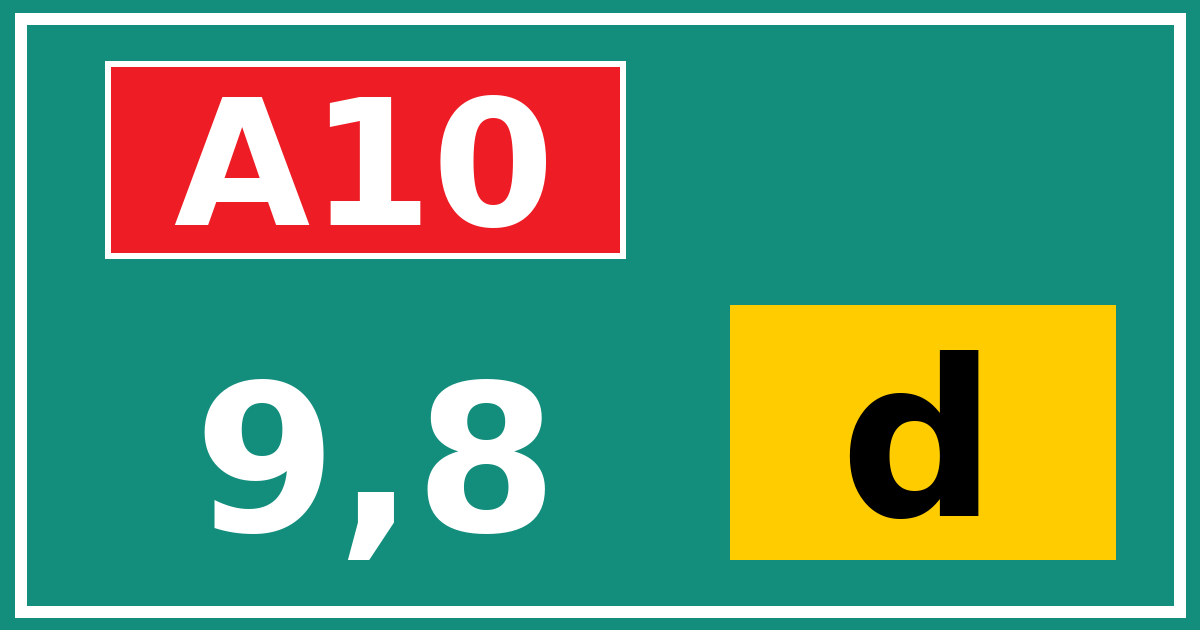 Hectometerbord A10 9,8 letter d