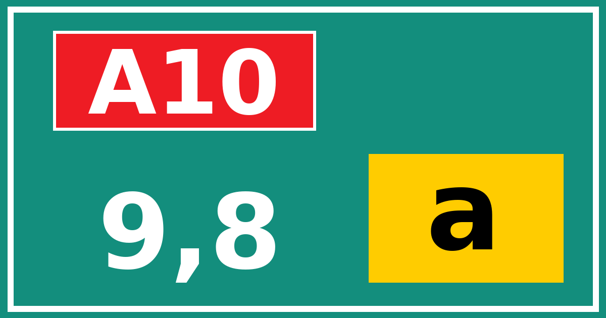 Hectometerbord A10 9,8 letter a