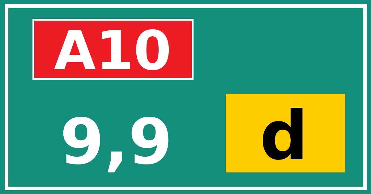Hectometerbord A10 9,9 letter d