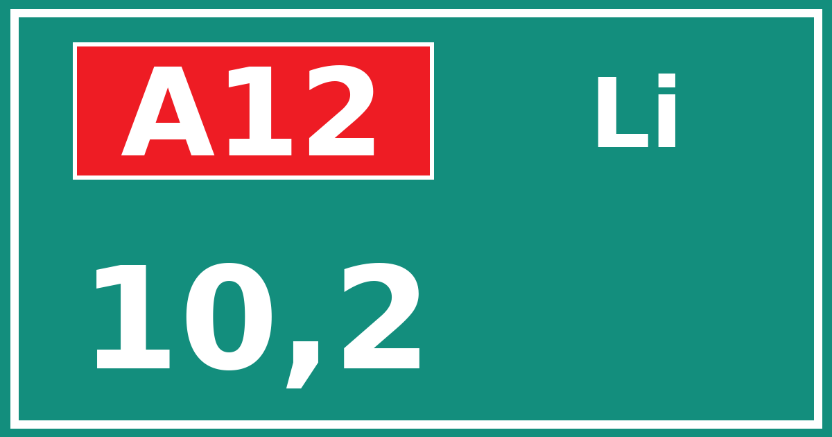 Hectometerbord A12 10,2 zijde Li