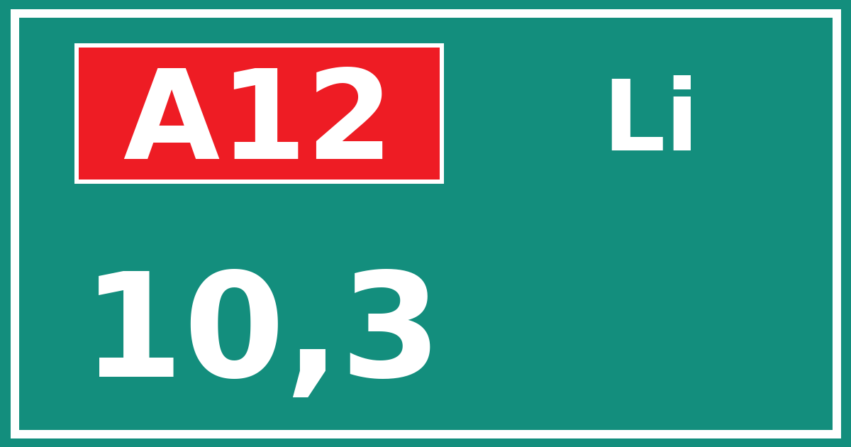 Hectometerbord A12 10,3 zijde Li