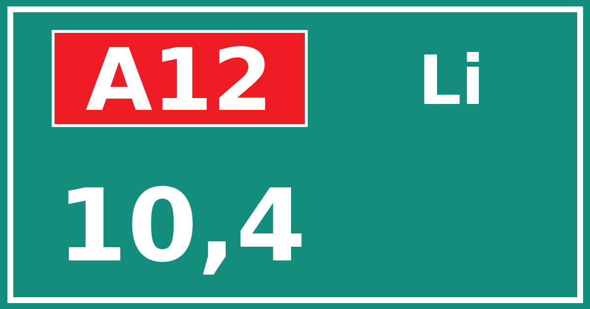 Hectometerbord A12 10,4 zijde Li