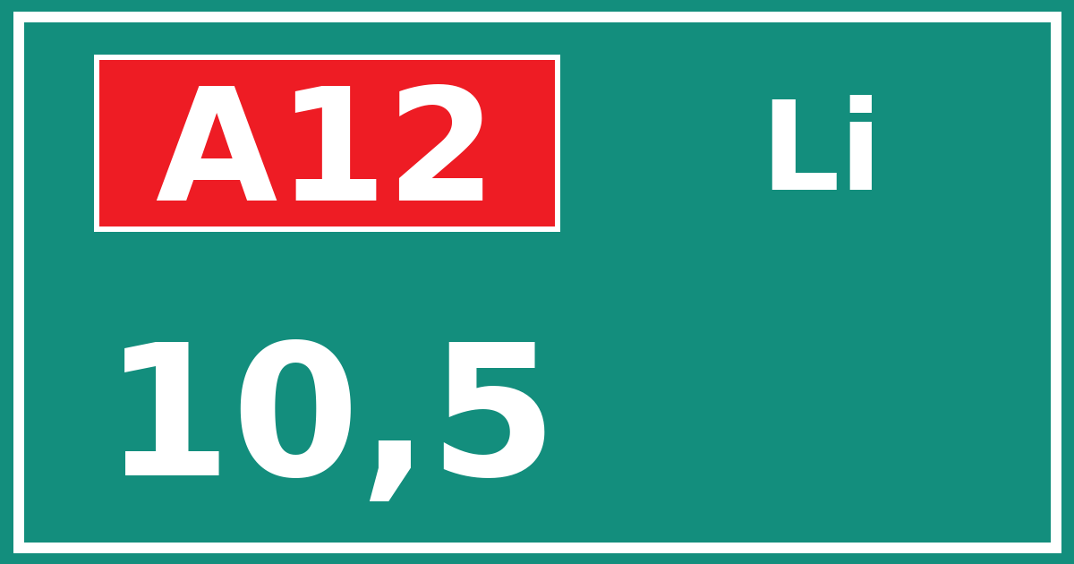 Hectometerbord A12 10,5 zijde Li