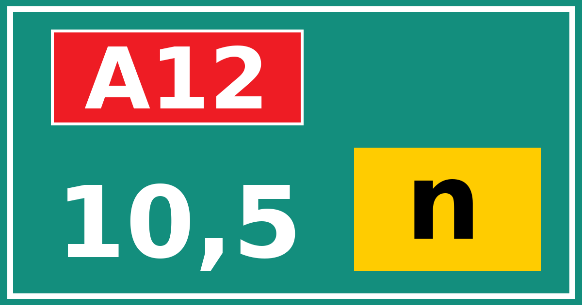 Hectometerbord A12 10,5 letter n