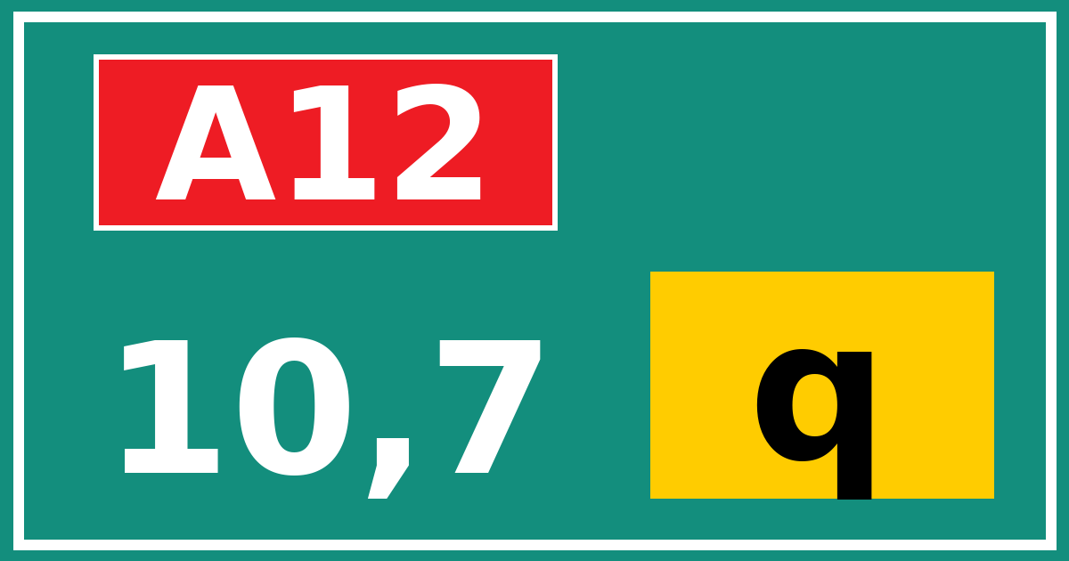 Hectometerbord A12 10,7 letter q