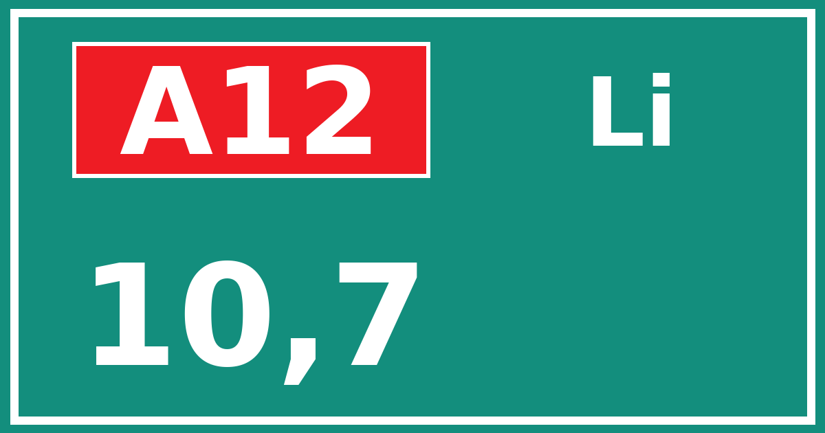 Hectometerbord A12 10,7 zijde Li
