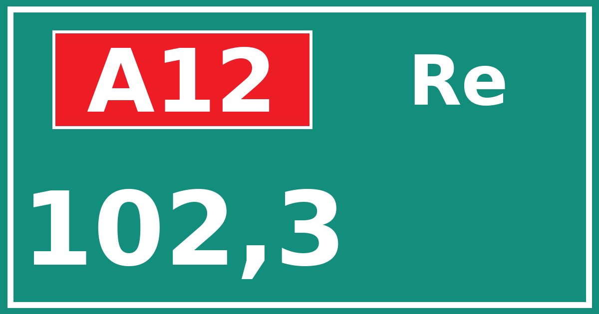 Hectometerbord A12 102,3 zijde Re