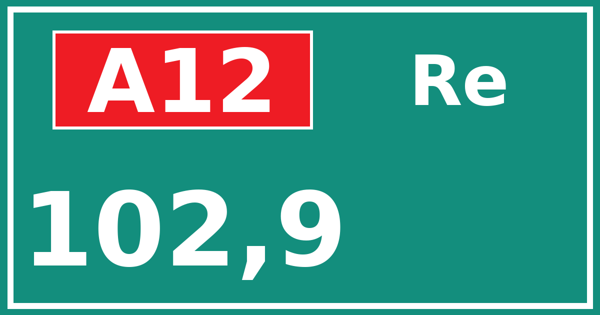 Hectometerbord A12 102,9 zijde Re