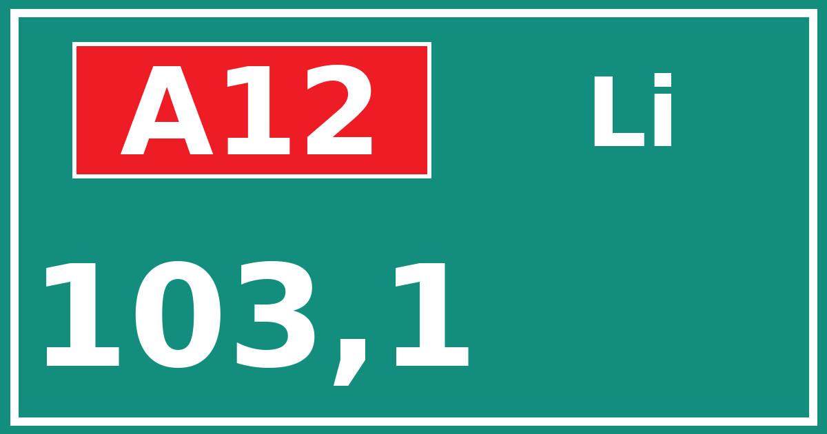 Hectometerbord A12 103,1 zijde Li