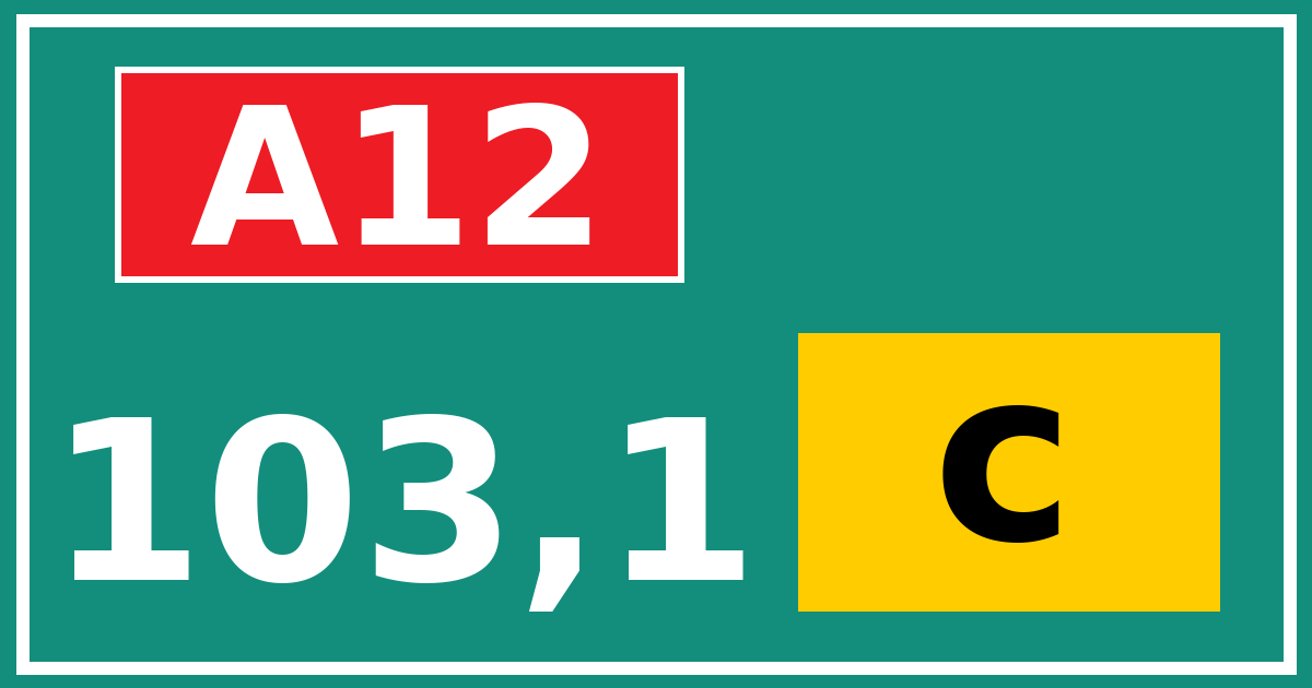 Hectometerbord A12 103,1 letter c