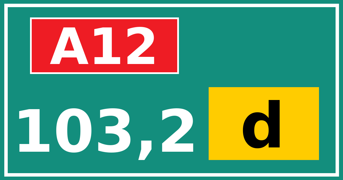 Hectometerbord A12 103,2 letter d