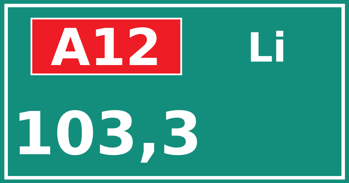Hectometerbord A12 103,3 zijde Li