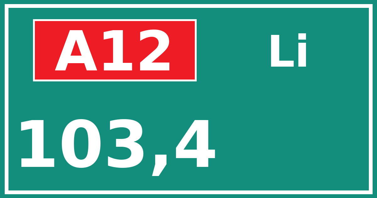 Hectometerbord A12 103,4 zijde Li