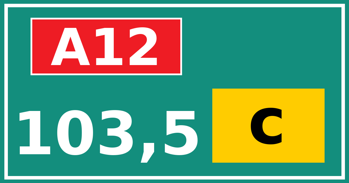Hectometerbord A12 103,5 letter c