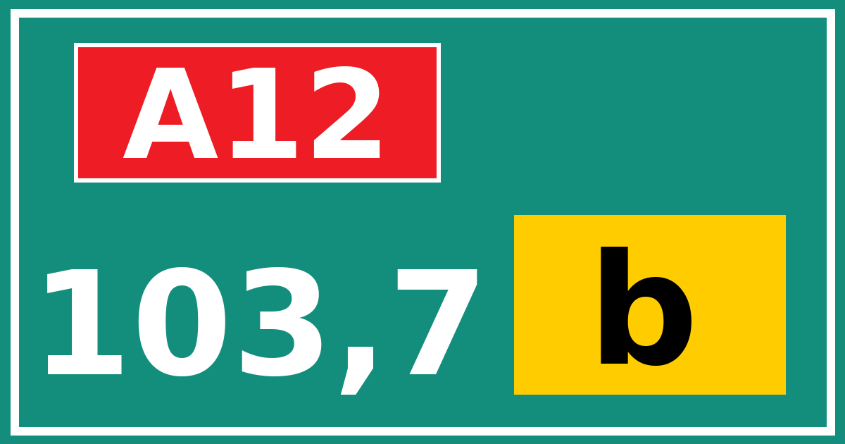 Hectometerbord A12 103,7 letter b
