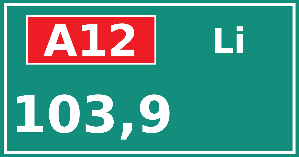 Hectometerbord A12 103,9 zijde Li