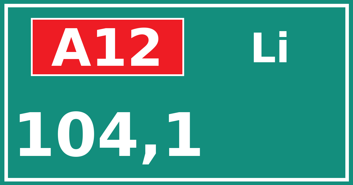 Hectometerbord A12 104,1 zijde Li