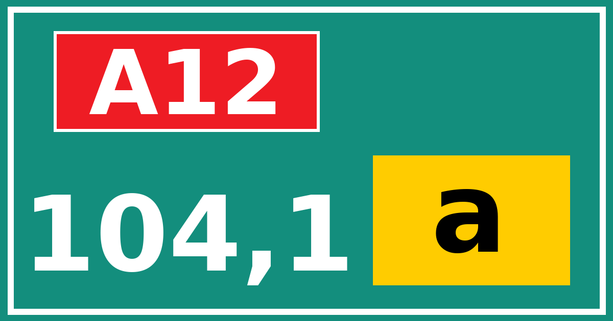 Hectometerbord A12 104,1 letter a