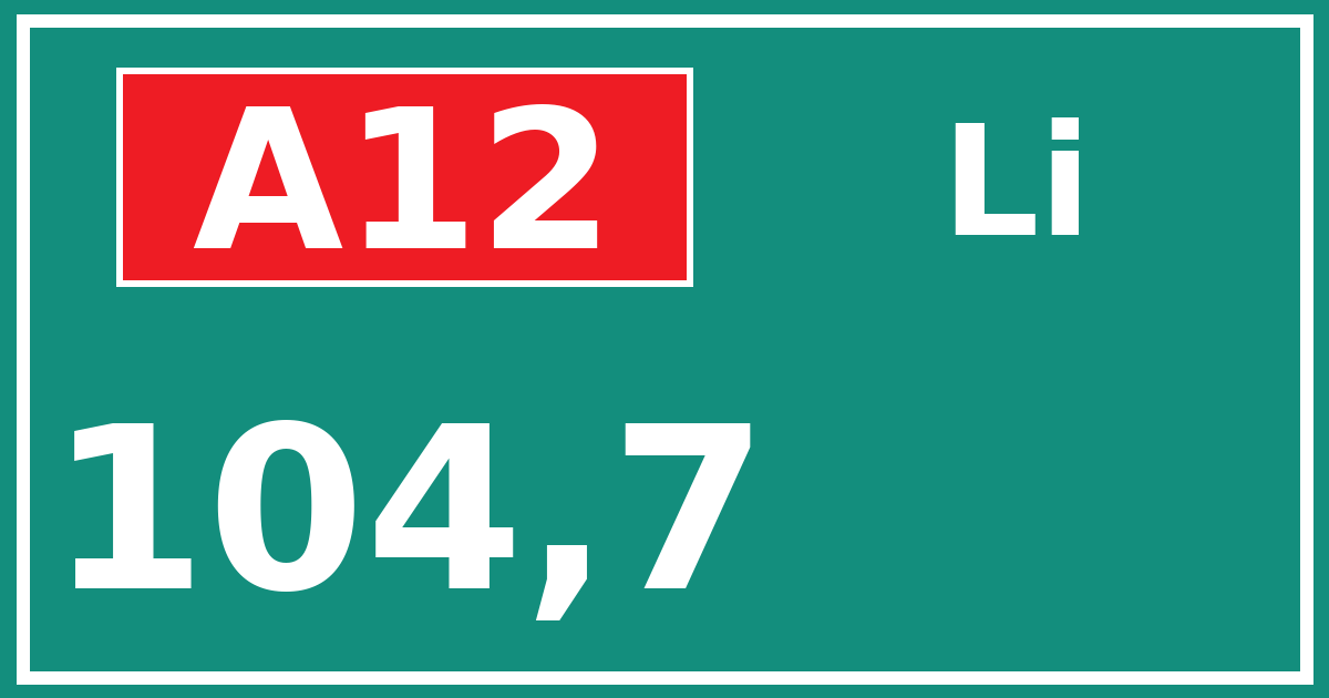Hectometerbord A12 104,7 zijde Li