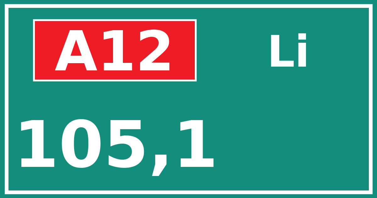 Hectometerbord A12 105,1 zijde Li