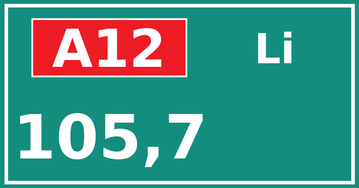 Hectometerbord A12 105,7 zijde Li