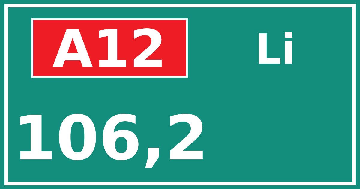 Hectometerbord A12 106,2 zijde Li