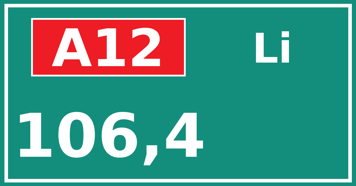 Hectometerbord A12 106,4 zijde Li