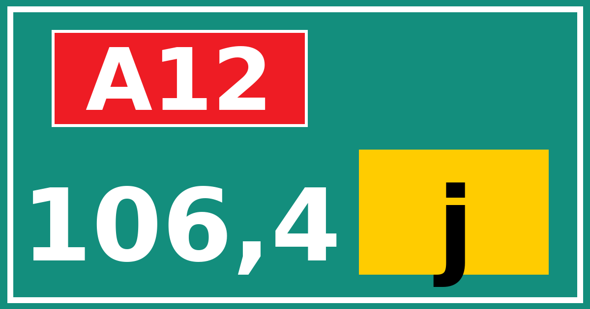 Hectometerbord A12 106,4 letter j