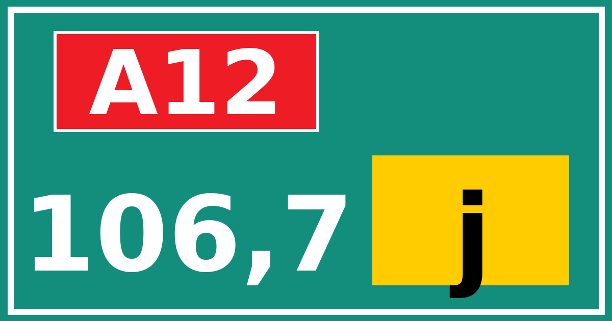Hectometerbord A12 106,7 letter j