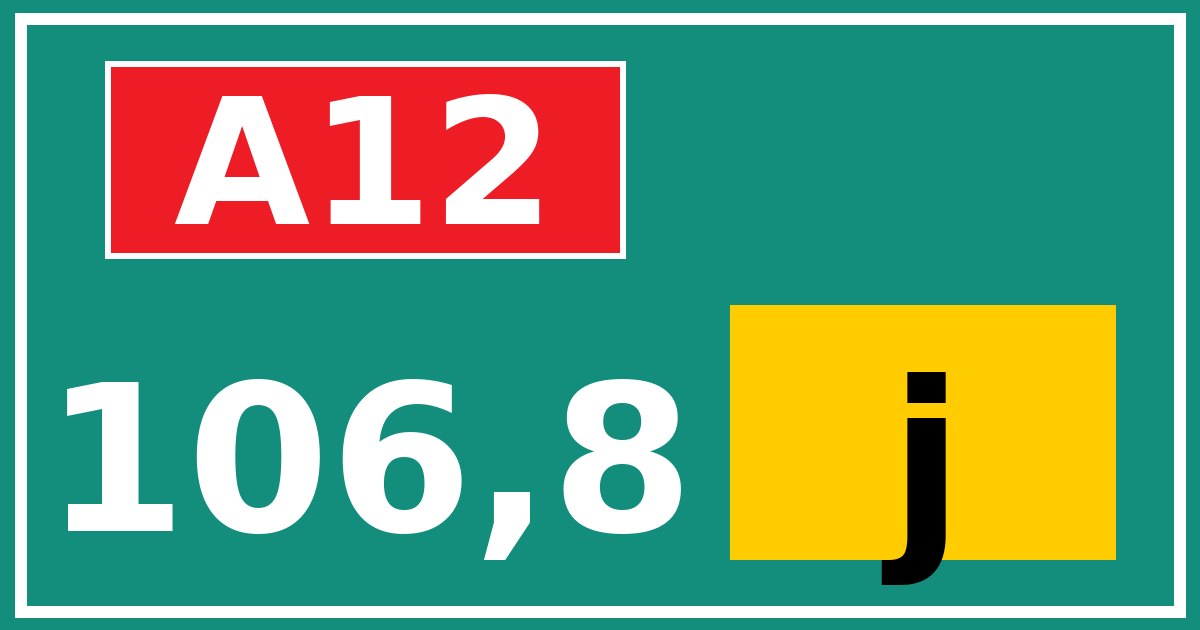 Hectometerbord A12 106,8 letter j