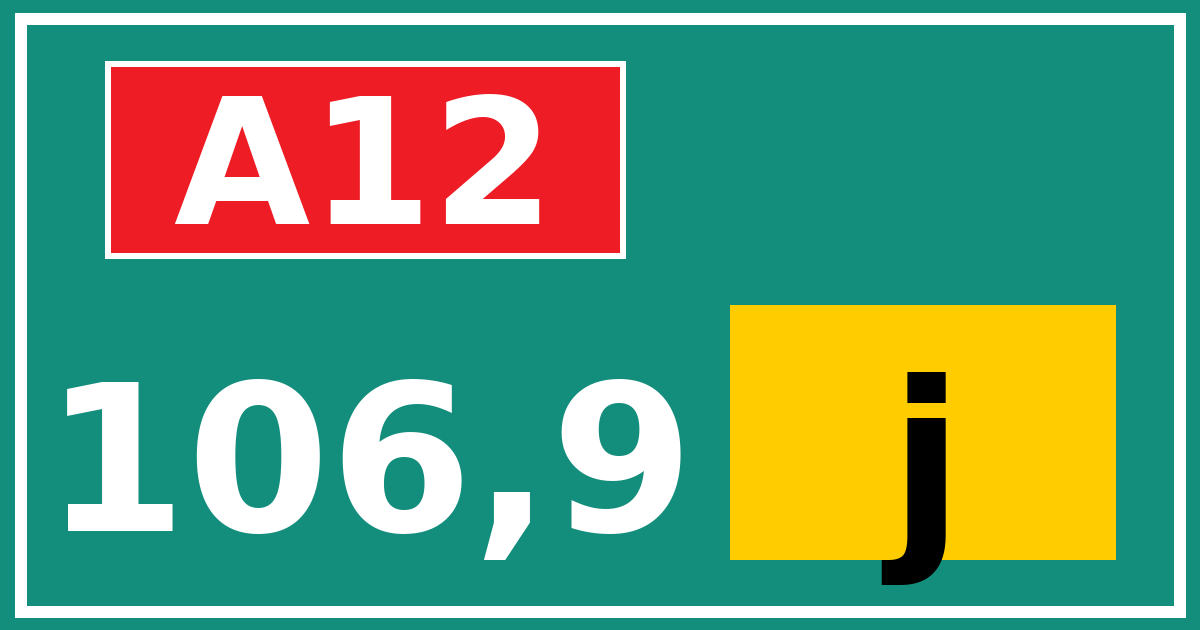 Hectometerbord A12 106,9 letter j