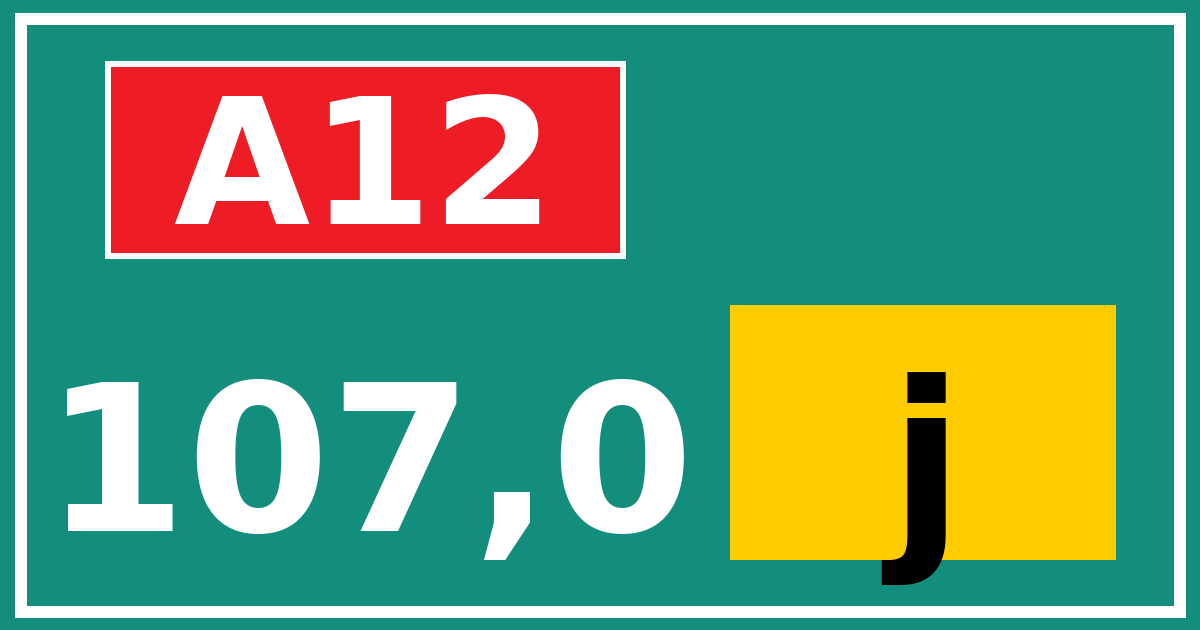 Hectometerbord A12 107,0 letter j