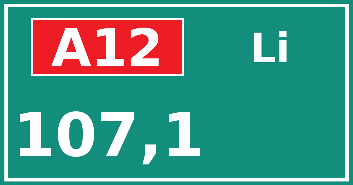 Hectometerbord A12 107,1 zijde Li