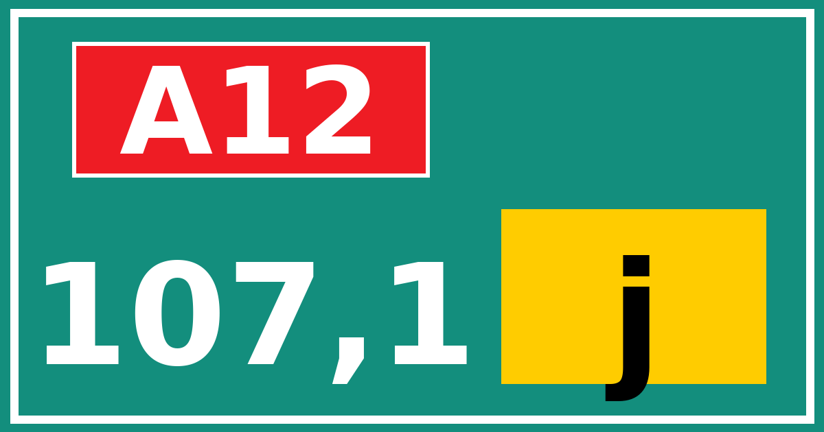 Hectometerbord A12 107,1 letter j