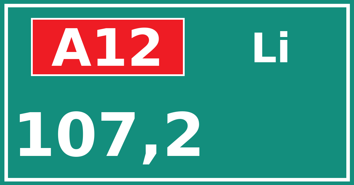 Hectometerbord A12 107,2 zijde Li