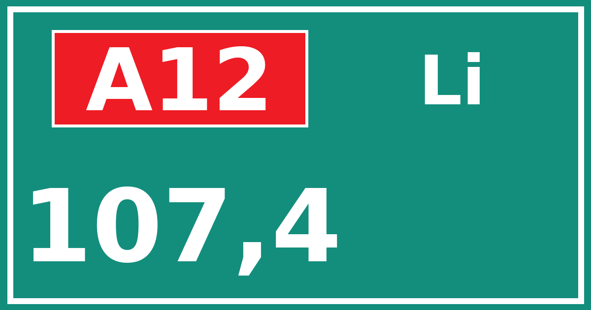 Hectometerbord A12 107,4 zijde Li