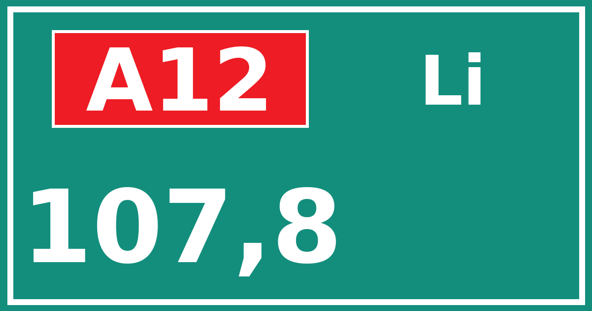 Hectometerbord A12 107,8 zijde Li