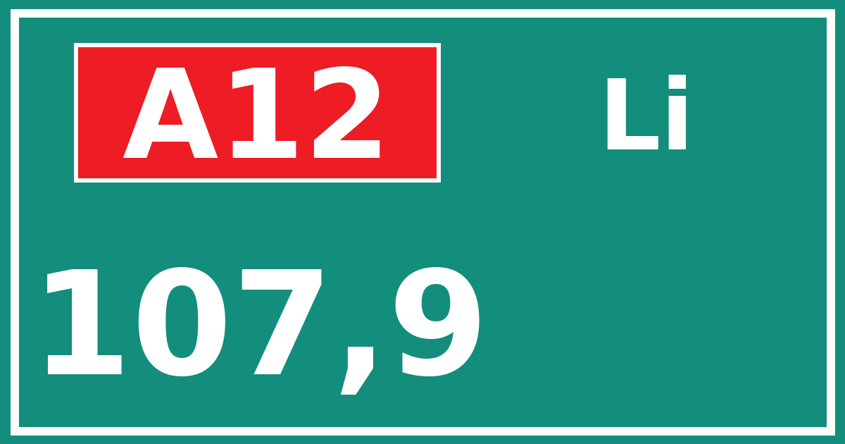 Hectometerbord A12 107,9 zijde Li