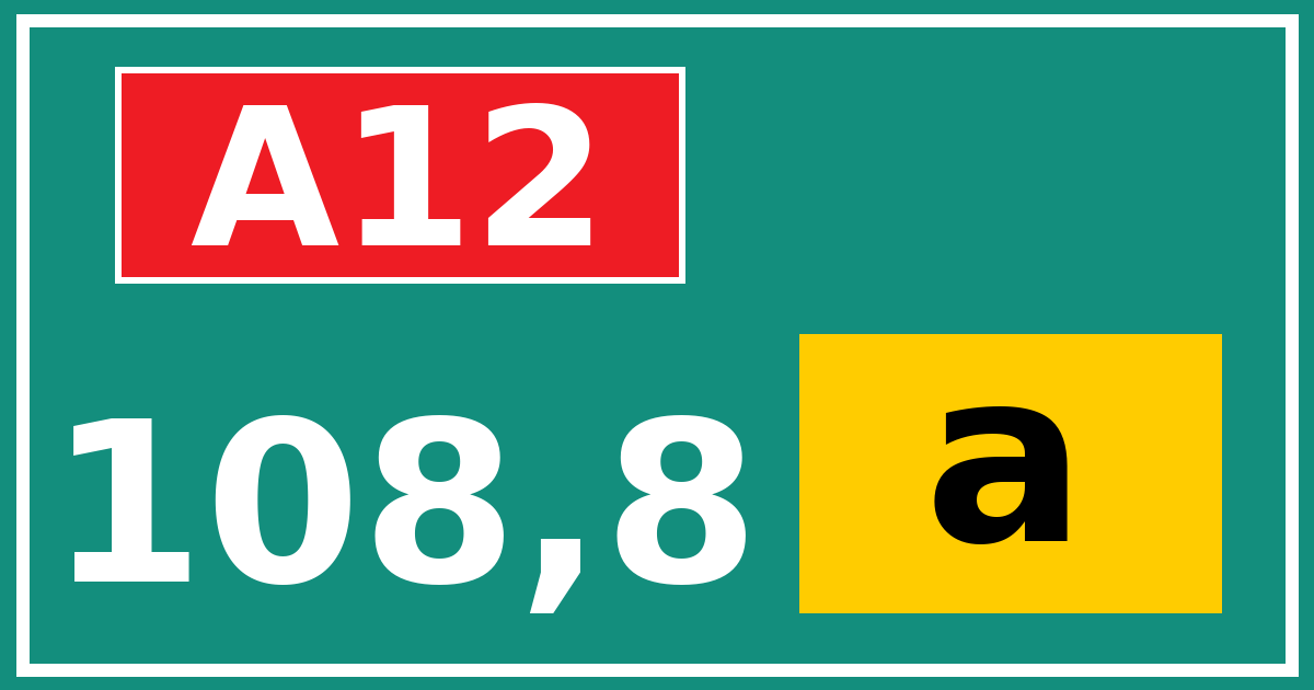Hectometerbord A12 108,8 letter a