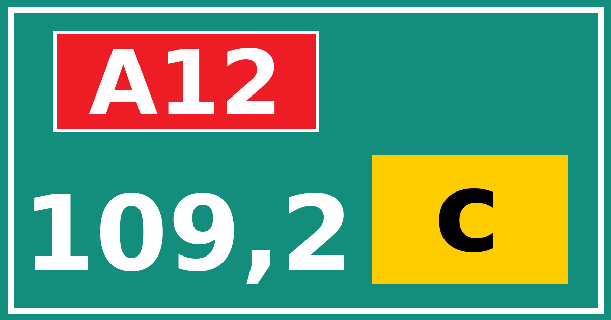 Hectometerbord A12 109,2 letter c