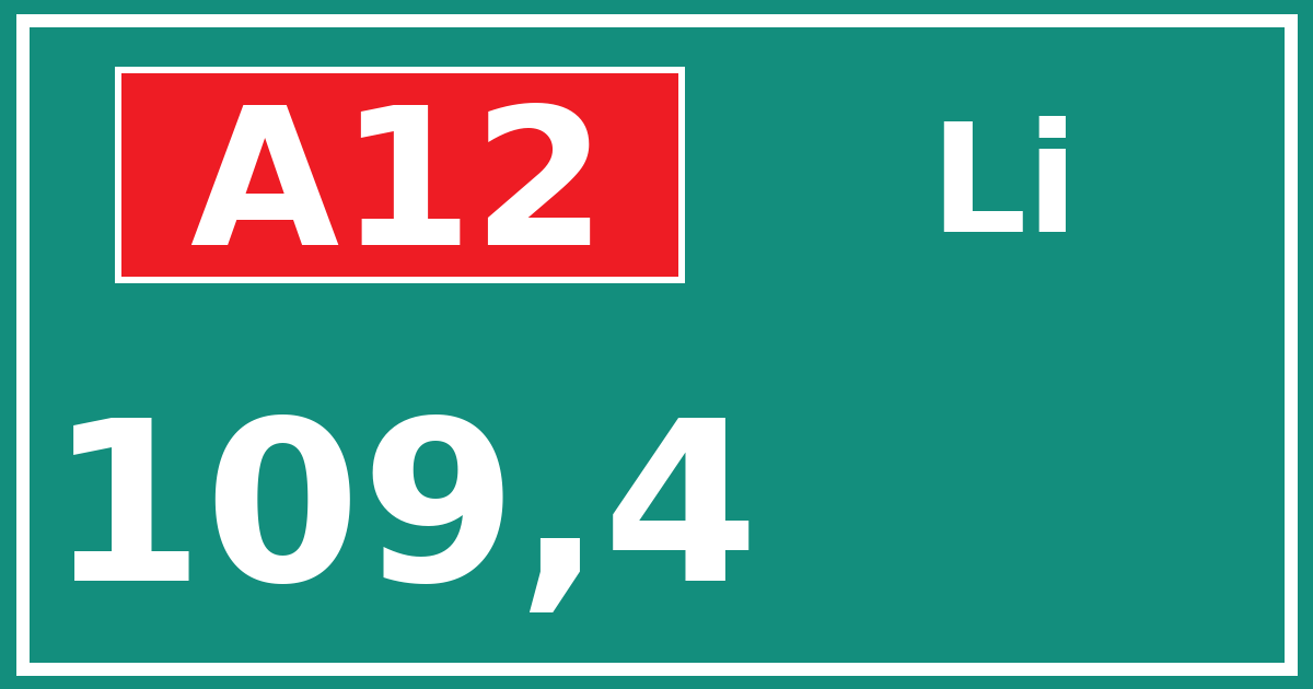 Hectometerbord A12 109,4 zijde Li