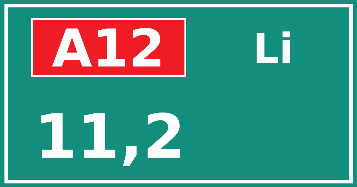 Hectometerbord A12 11,2 zijde Li