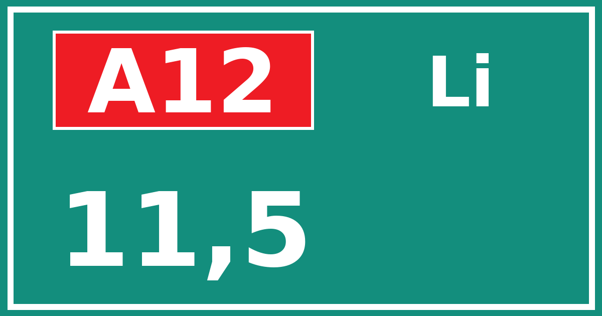 Hectometerbord A12 11,5 zijde Li